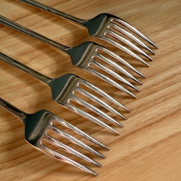 Vtg Oneida Evening Star Grille Forks Vinade Set Of 4 1950 Community Silverplated - Picture 8 of 9